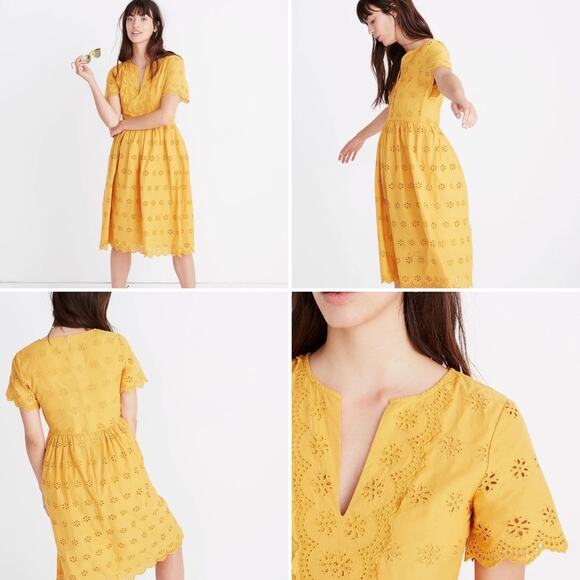 Madewell $150 2023 Scalloped Eyelet Midi Dress sz 0 Sold Out - Picture 4 of 16